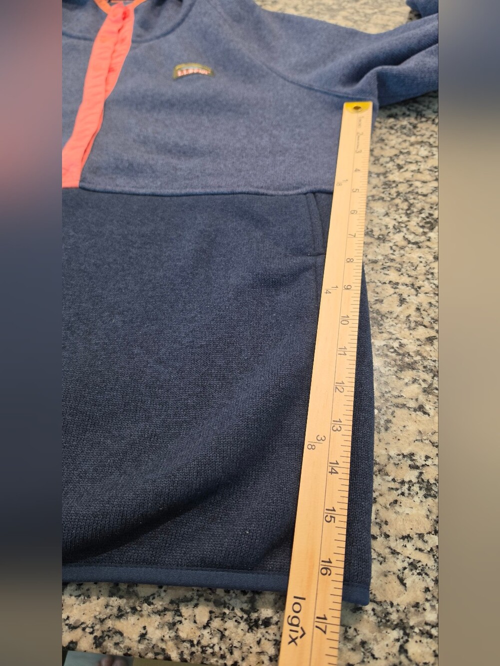 L.L.Bean Women’s Large Hooded Fleece Pullover Navy Coral Hiking Gorpcore - Picture 10 of 10